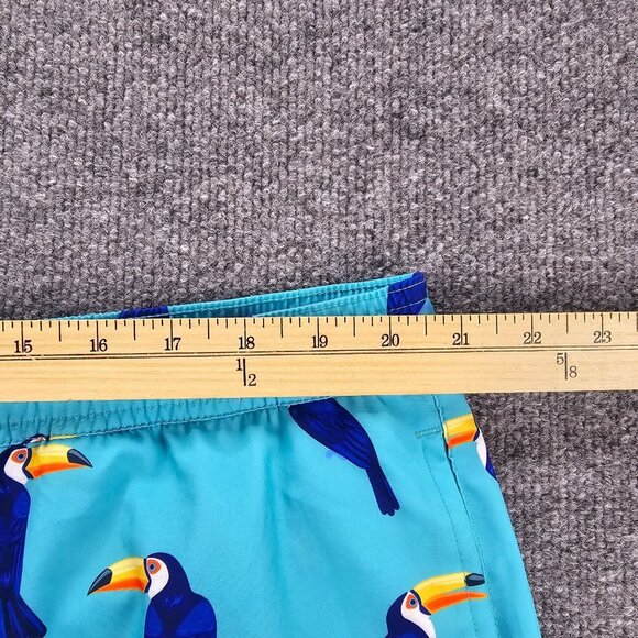 LRD Swim Trunk Shorts Mens 2XL Blue Toucan Print Swim Wear Mesh Lined Drawstring - Picture 3 of 8